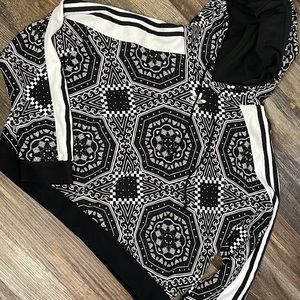 Black & white paisley printed Adidas hoodie, size womens large